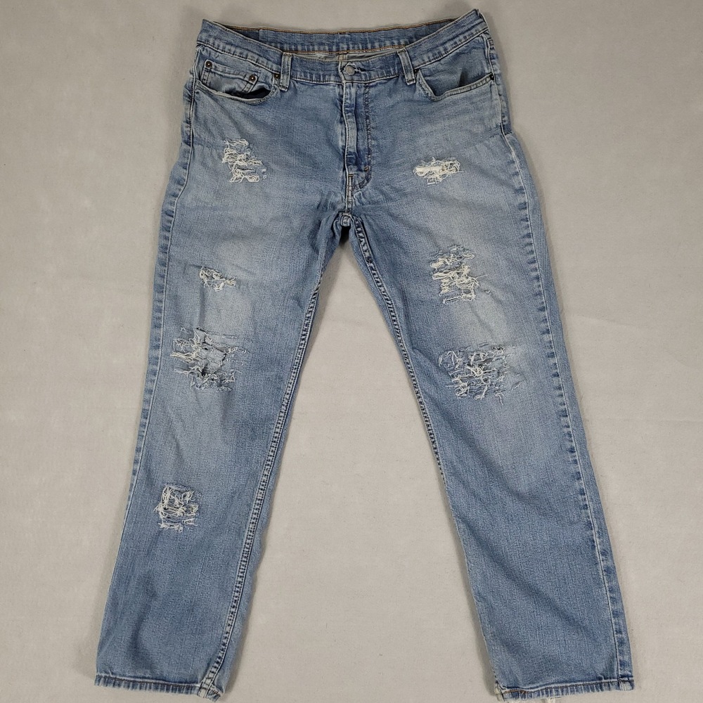 Levi's 541 Jeans Women 38x32 Light Wash Distressed Athletic Taper Cotton Denim